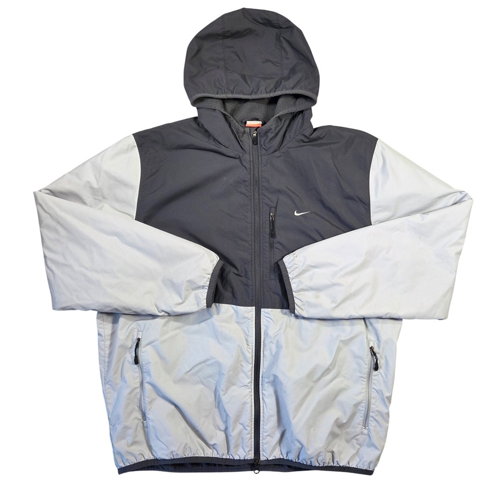 Vintgae Nike Athletic‎ Dept Jacket Mens XXL Gray Hooded Fleece Lined Streetwear